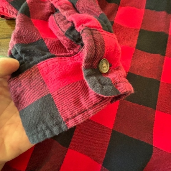 Roots oversize Buffalo plaid button down shirt size L - Picture 4 of 14